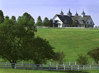 Elegant Horse Barn Atop Hill, Woodford County, Kentucky, USA