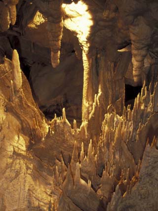 Stalactites and Stalagmites, Drapery Room, Mammoth Cave National Park, Kentucky, USA