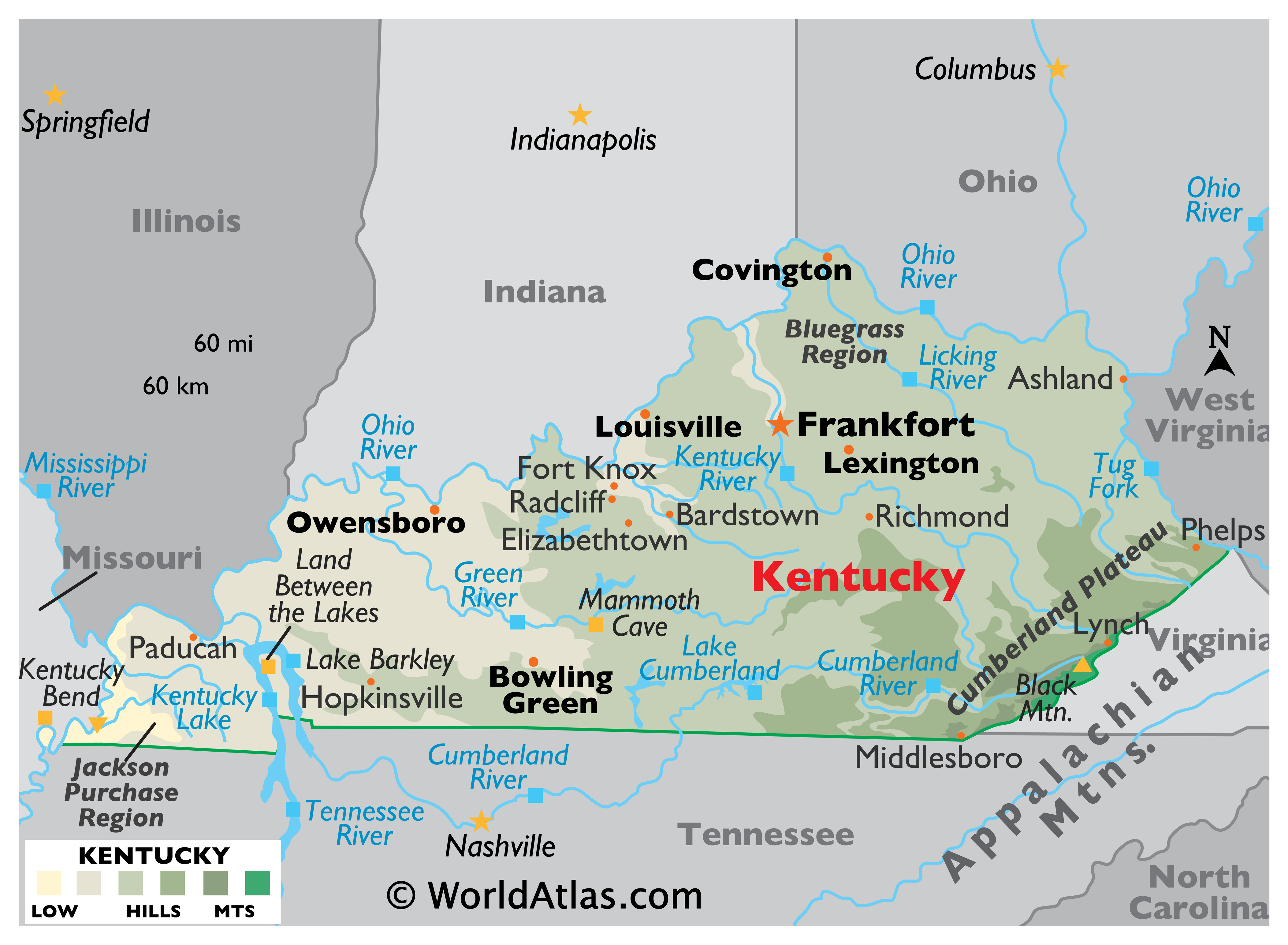 Large Color Map of Kentucky