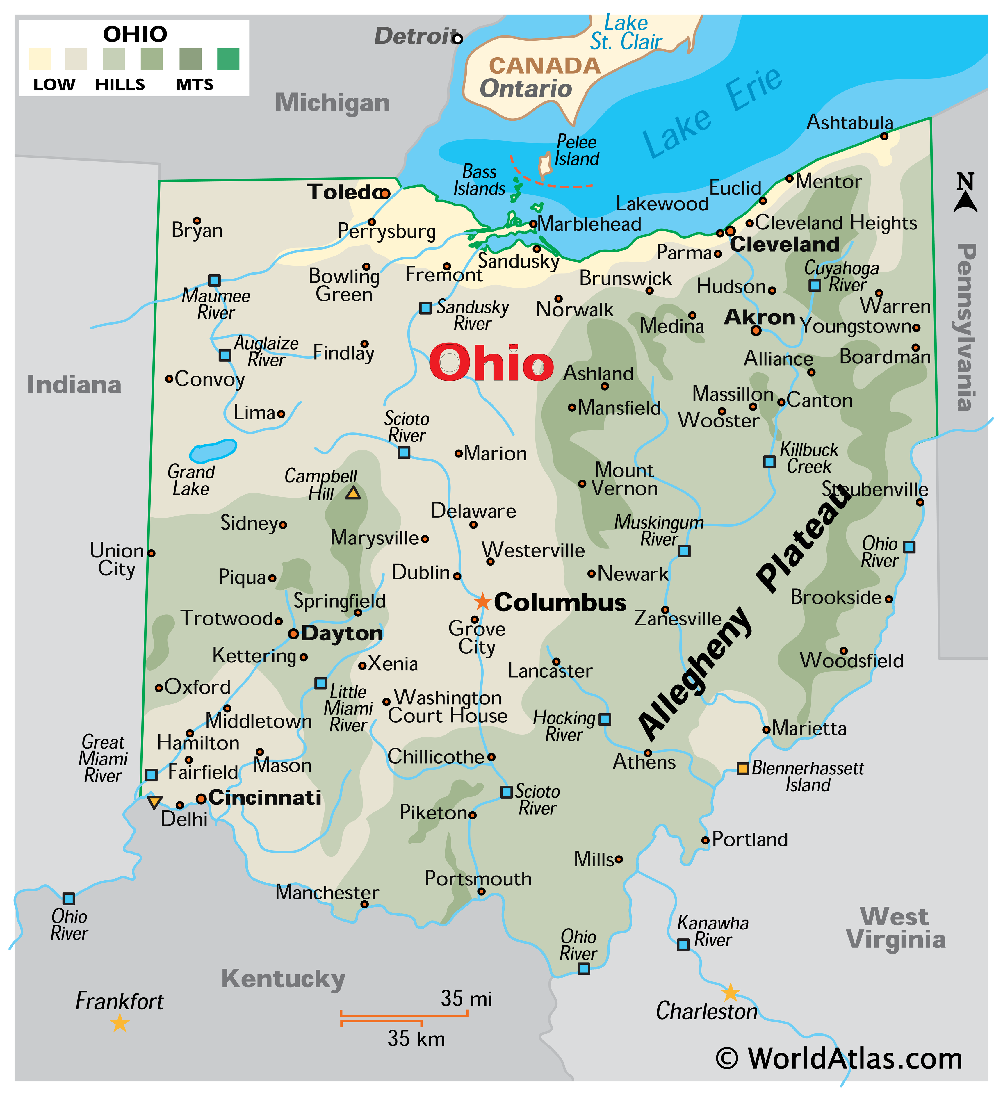 Map Of Ohio Large Color Map