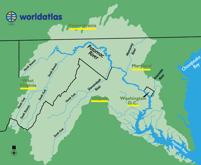 Map Of Potomac River Potomac River Map