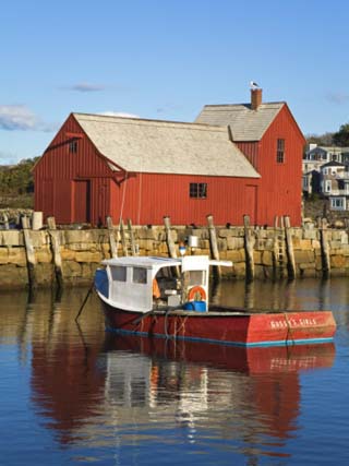 Boathouse in Rockport Harbor, Cape Ann, Greater Boston Area, Massachusetts, New England, USA