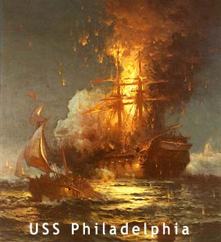 uss philadelphia burning