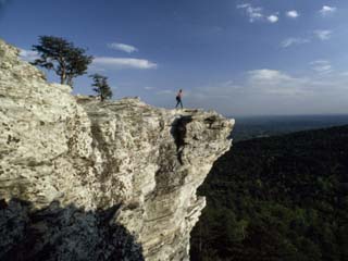 A Solitary Hiker Looks over the Blue Ridge Mountains from Hanging Rock, North Carolina