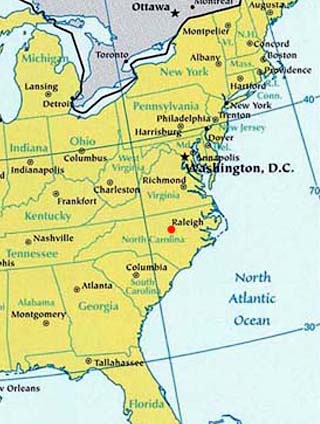 north carolina lat log