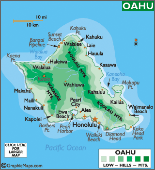 Hawaii map oahu Large Oahu
