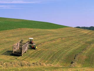 Tractor Pulling Container of Hay, Ohio