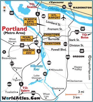 portland map oregon things chinatown cities old town worldatlas gardens rose print arts usstates countrys webimage namerica