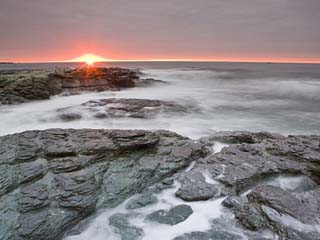Sunrise Near Brenton Point State Park on Ocean Road in Newport, Rhode Island, Usa