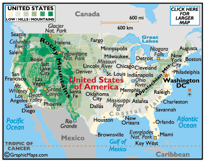 Usa Map Map Of United States Of America Physical Us Map United
