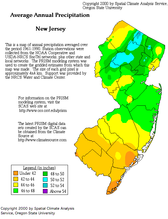 New Jersey Precipitation Map