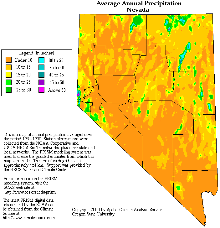 Nevada Precipitation Map