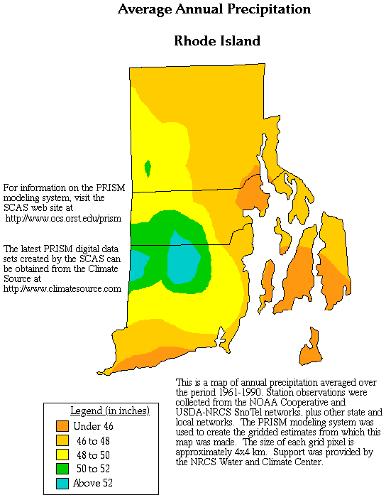 Rhode Island Precipitation Map