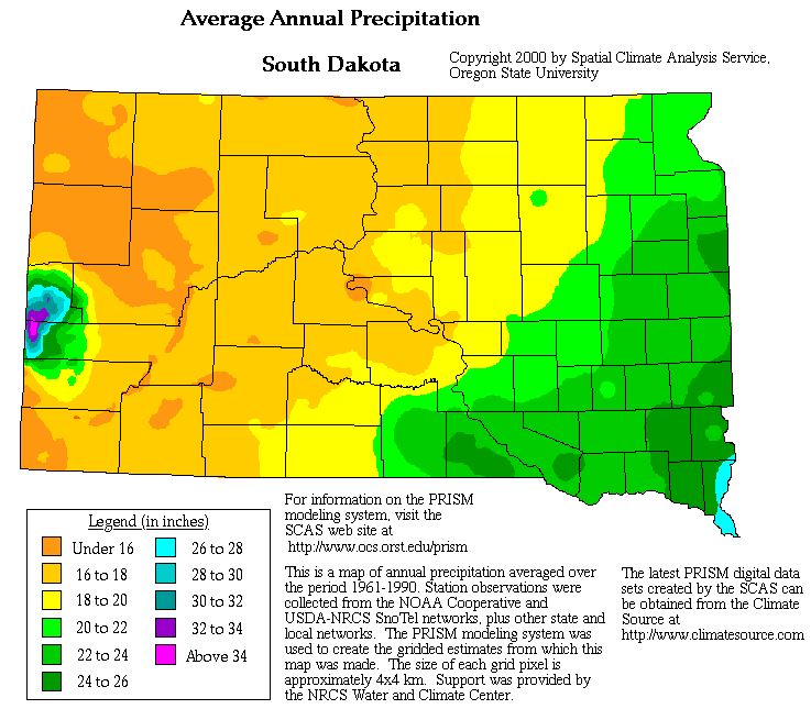 South Dakota Precipitation Map