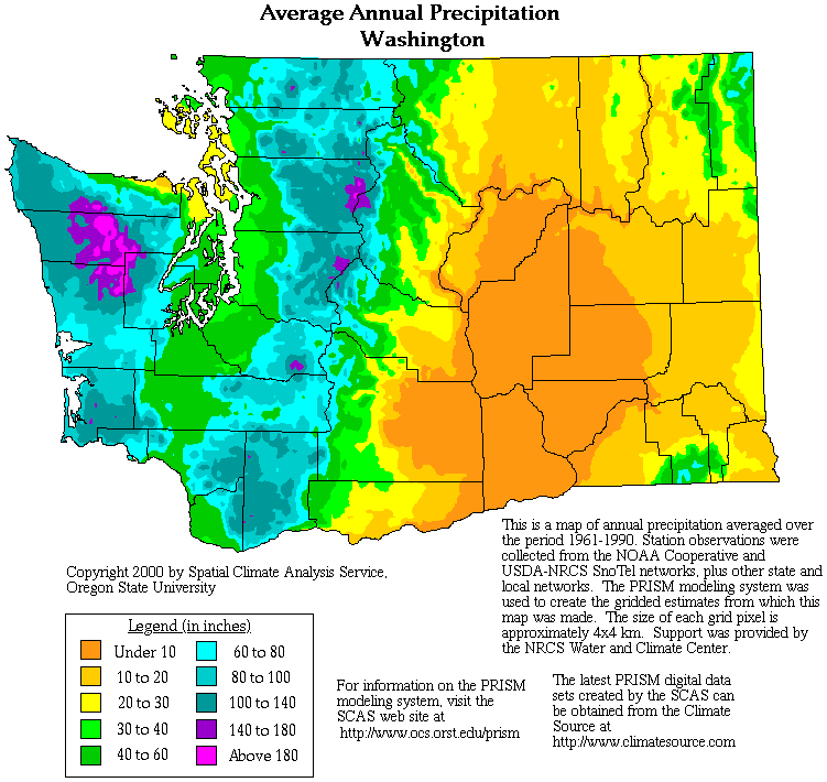 Washington State Precipitation Map Tourist Map Of English