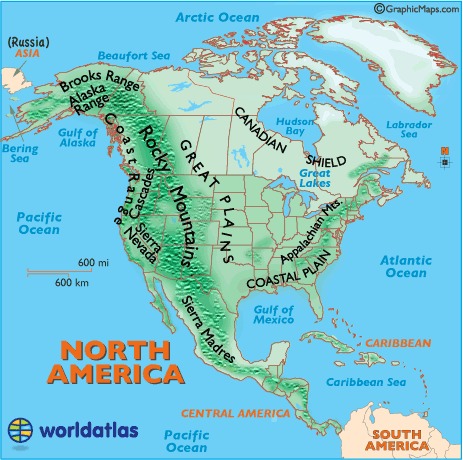 Landforms Of North America Mountain Ranges Of North America