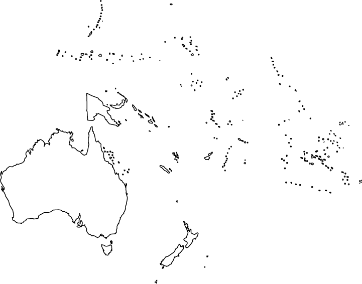 blank map of oceania Outline Map Of Australia And Oceania blank map of oceania