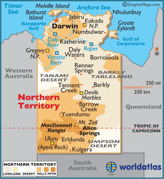 Northern Territory Large Color Map