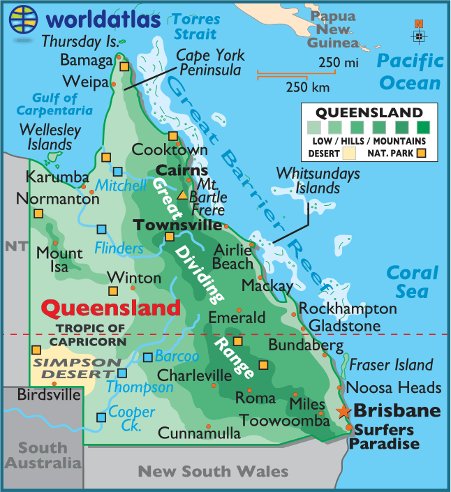 Queensland Large Color Map