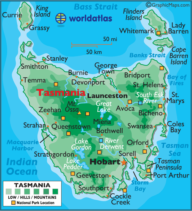 tourist map of tasmania australia