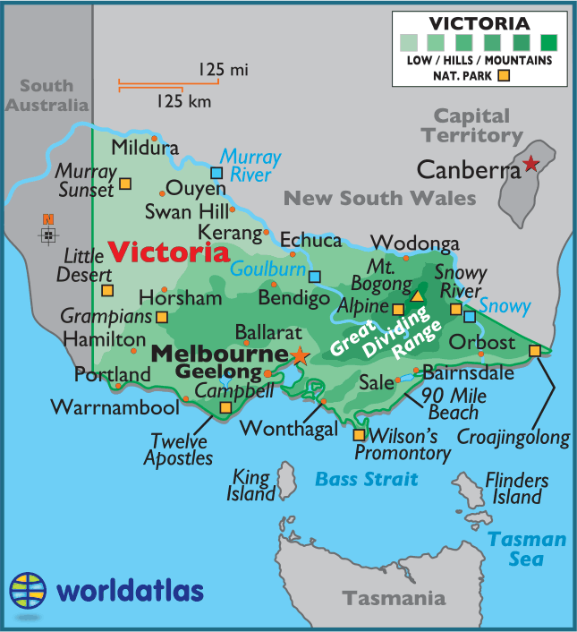 Victoria Australia Large Color Map