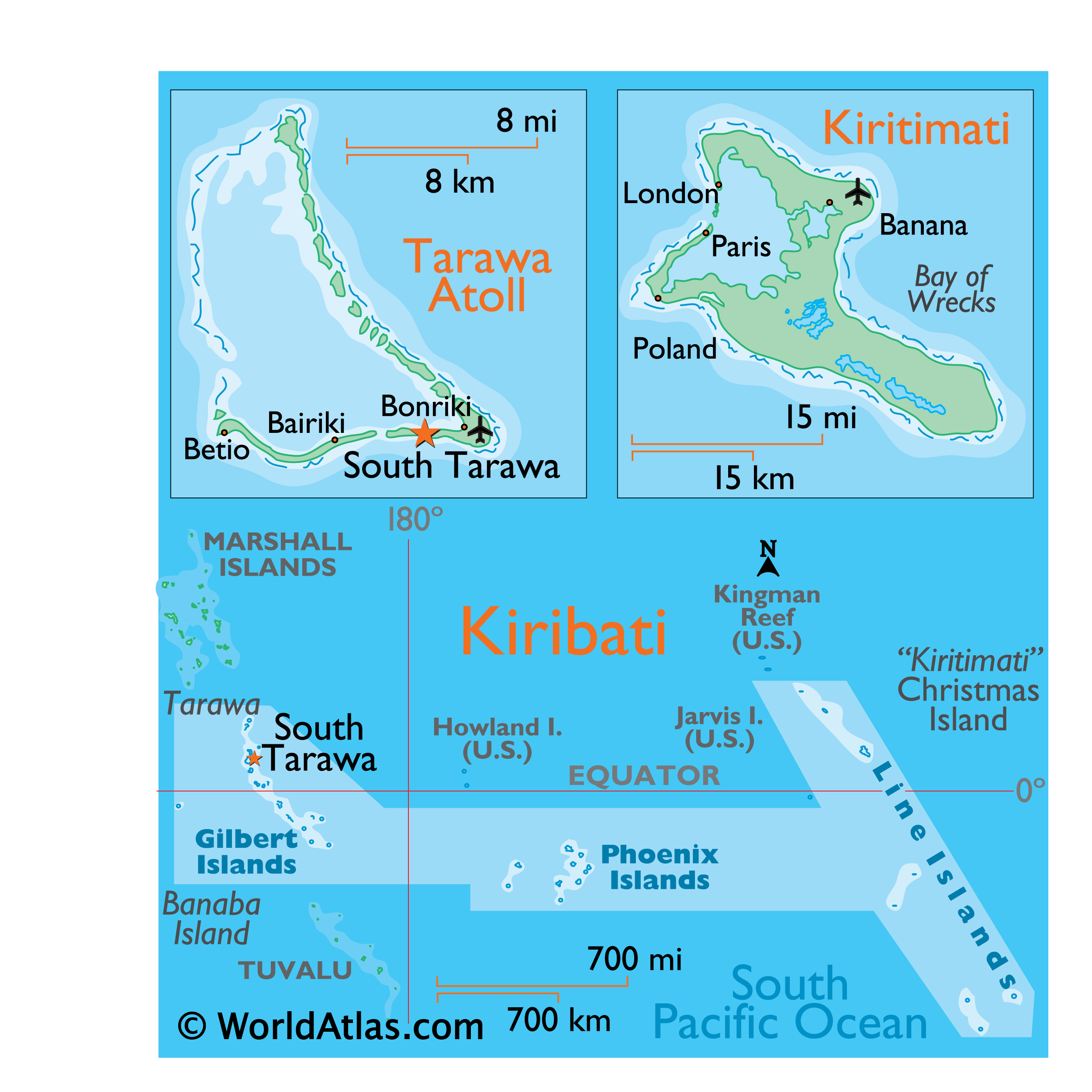 Kiribati Large Color Map by World Atlas