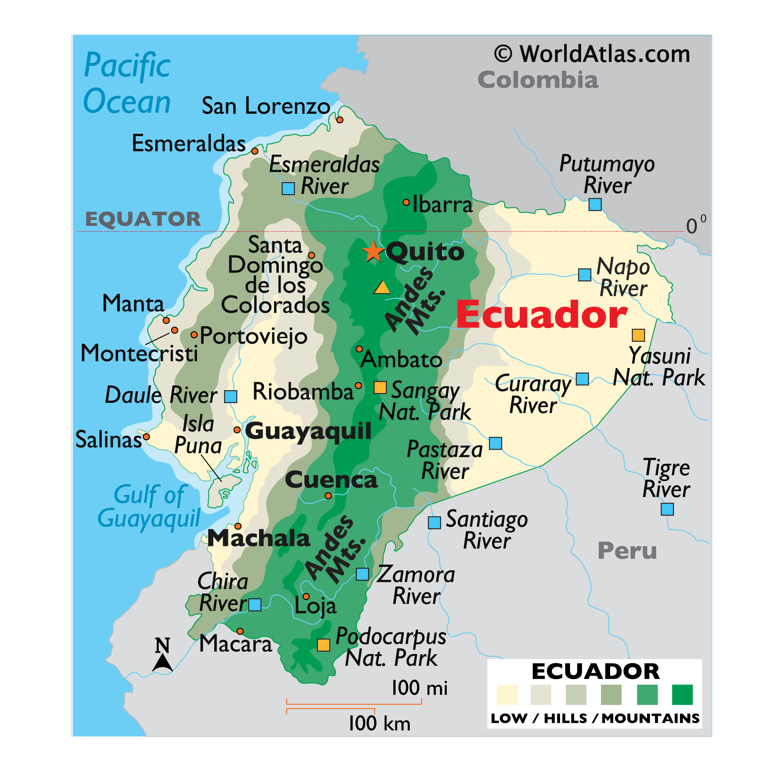 Ecuador Large Color Map