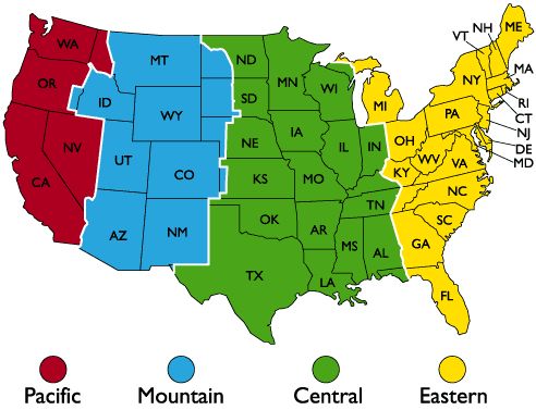 Time Zone Chart Usa