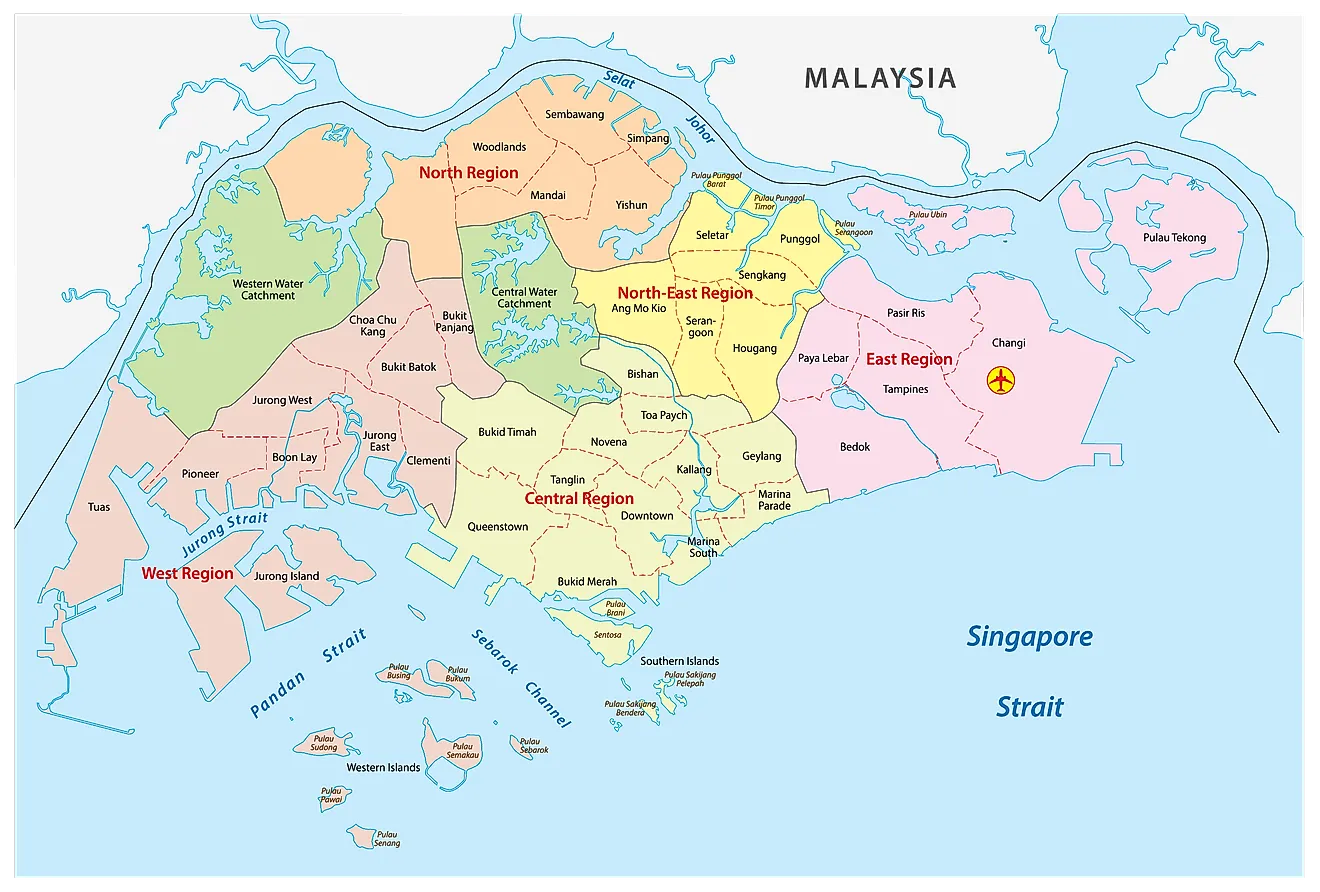 Community Development Councils of Singapore Map Political Map of Singapore showing the 5 Community Development Councils.