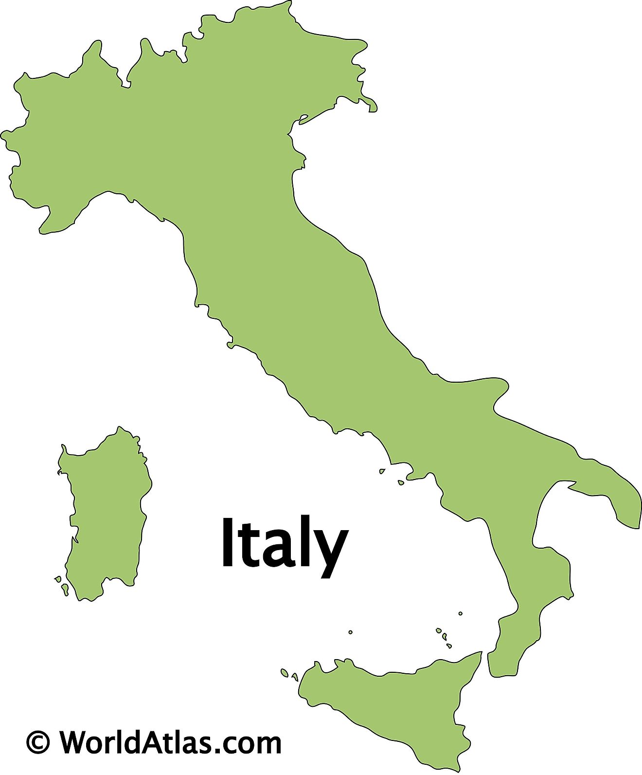 Secondary Outline Map of Italy Outline Map of Italy