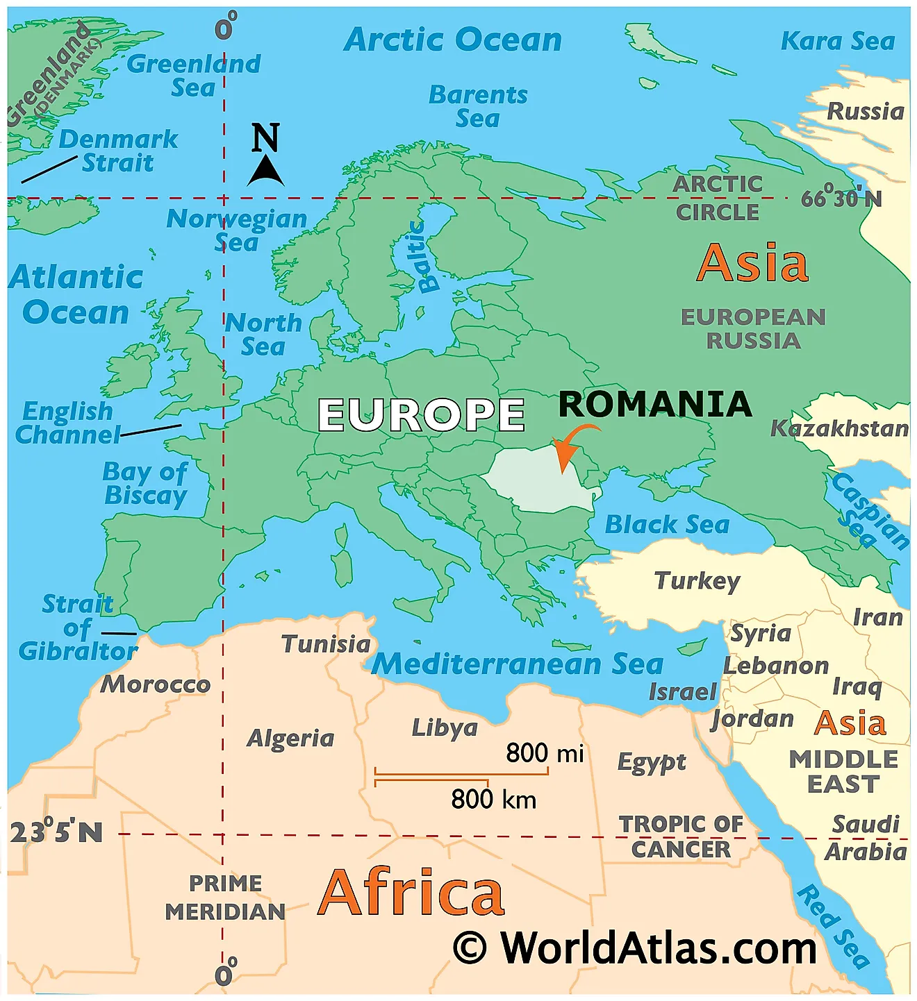 Where is Romania? Map showing location of Romania in the world.