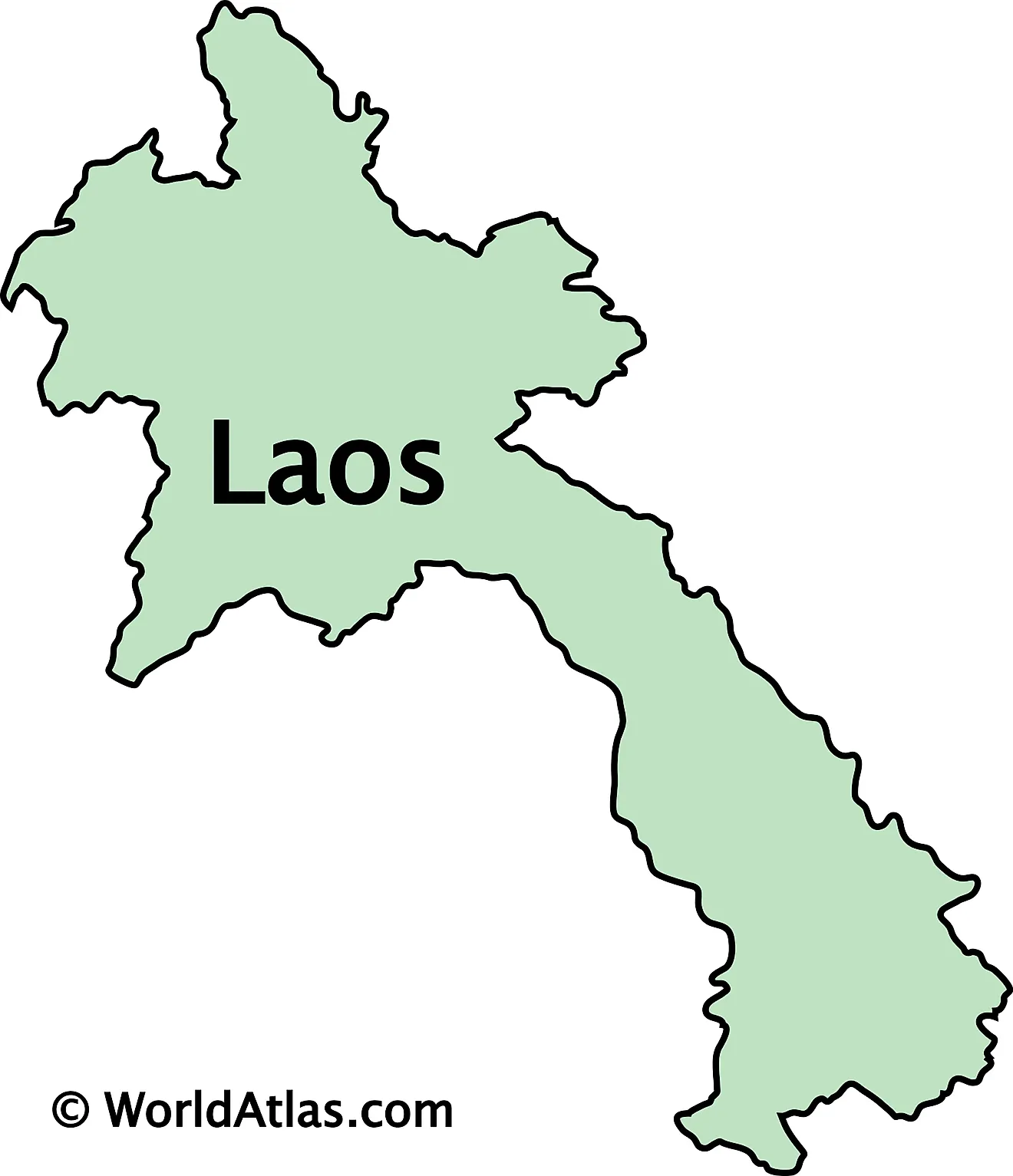 Secondary Outline Map of Lao People's Democratic Republic Outline Map of Laos