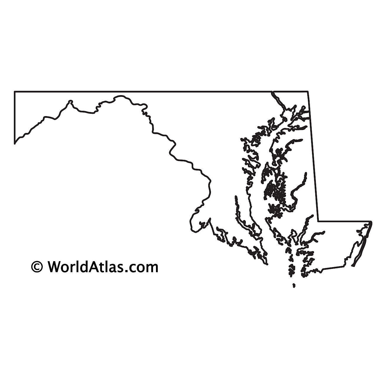 Outline Map of Maryland Blank Outline Map of Maryland