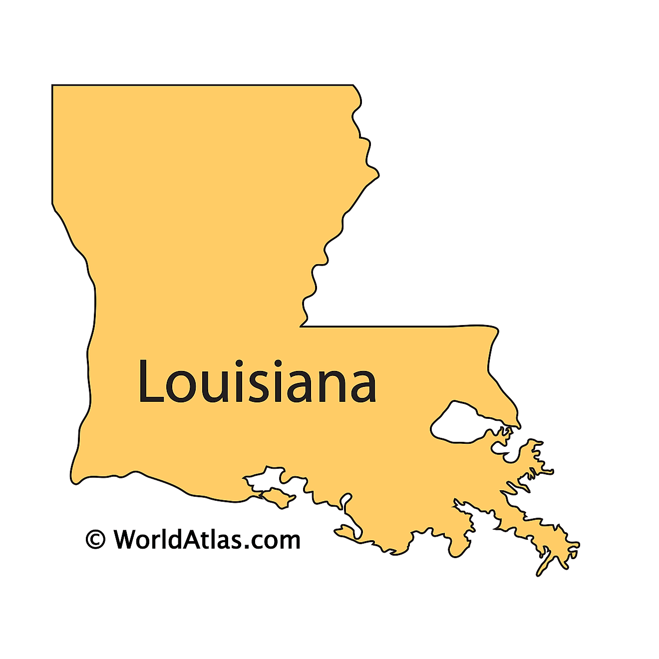 Secondary Outline Map of Louisiana Outline Map of Louisiana