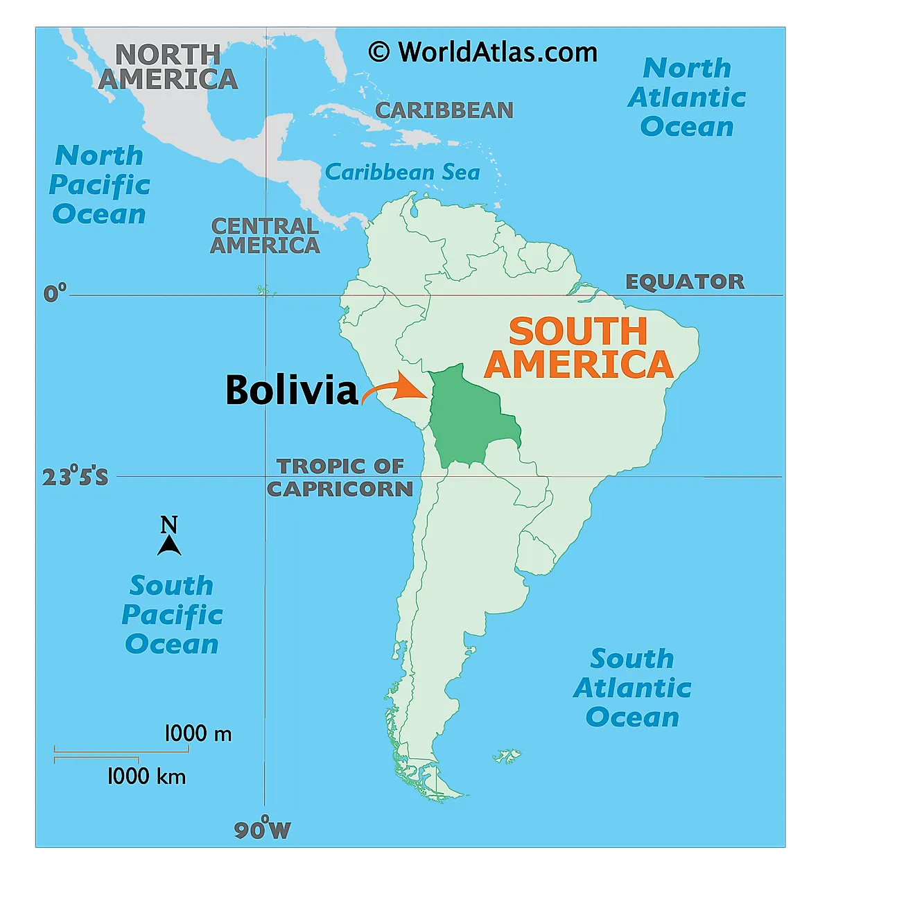 Where is Bolivia? Map showing location of Bolivia in the world.