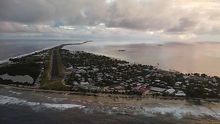  Village of Vaiaku on Funafuti atoll. The atoll serves as the capital of the island nation of Tuvalu.