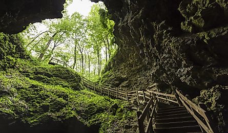 Stairs In Cave Entrance of Maquoketa Caves State Park.