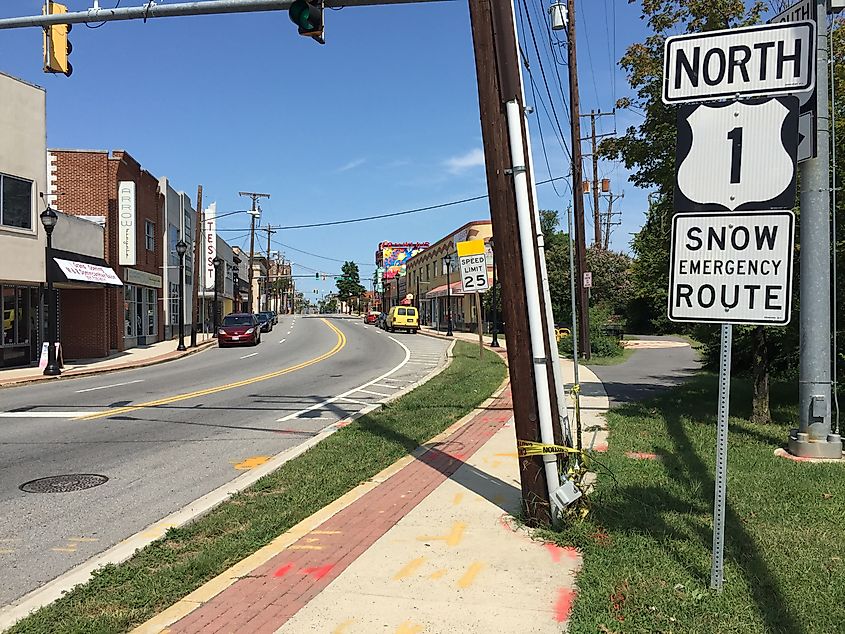 Street view in the town of Hyattsville in Maryland.