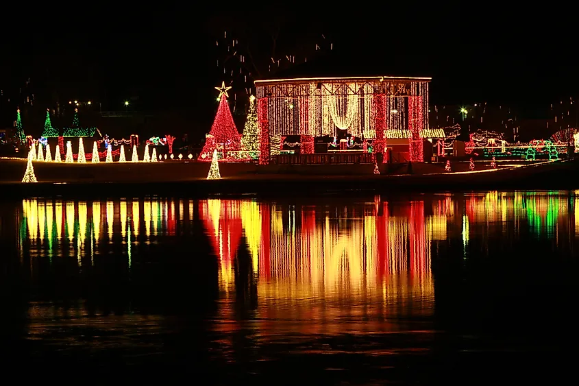 Christmas lights display at Riverside Park on the White River in Batesville, Arkansas