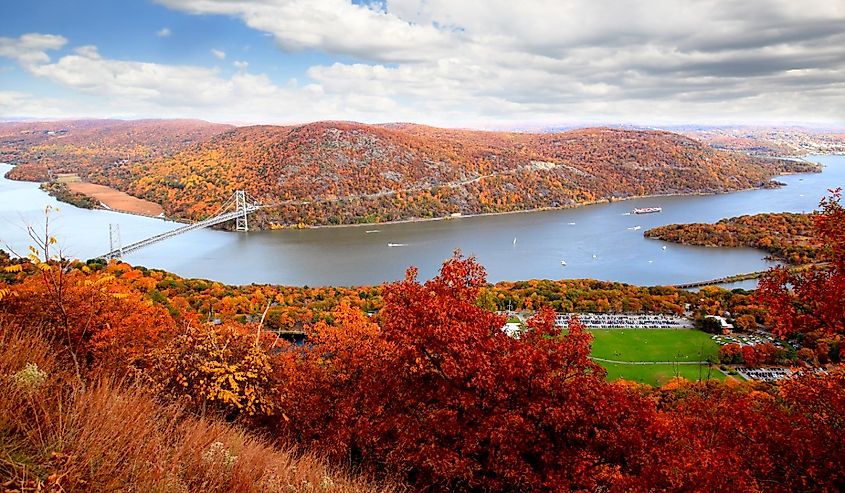 The foliage scenery in the Hudson River region in New York State.