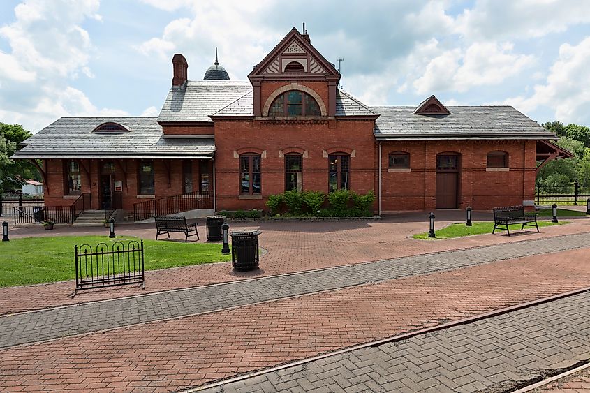 The Baltimore and Ohio Queen Anne Style Railroad Station building. Oakland, Maryland.