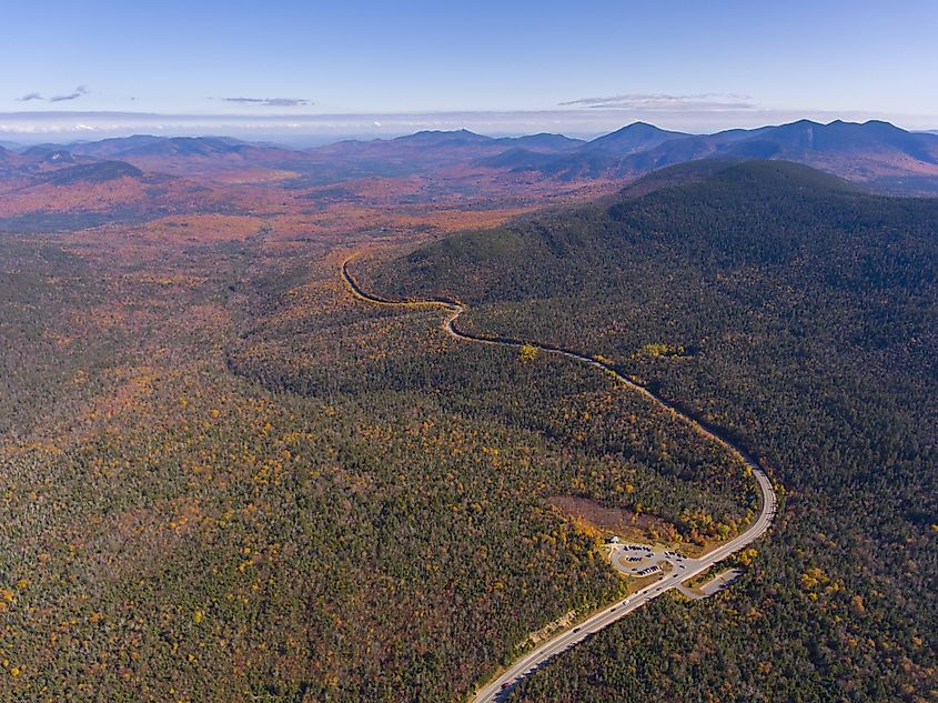 A view of the White Mountains from Wangan Overlook in New Hampshire.