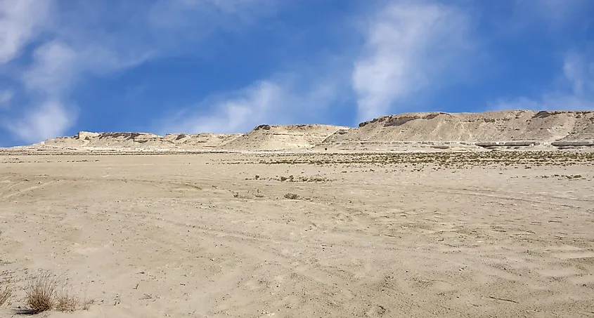 The arid desert landscape in Bahrain.