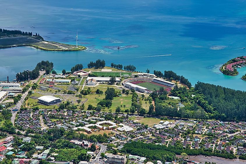 Ariel view of Mahe Seychelles