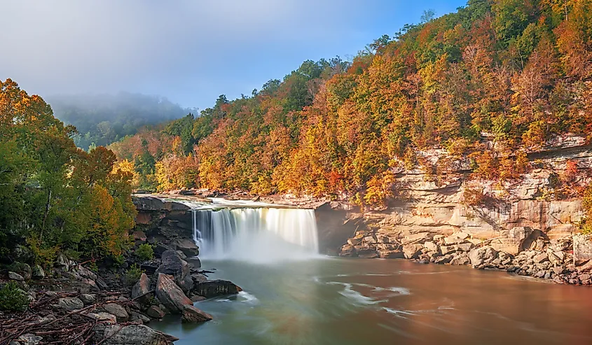 Cumberland Falls on the Cumberland River in Cumberland Falls State Resort Park, Kentucky.