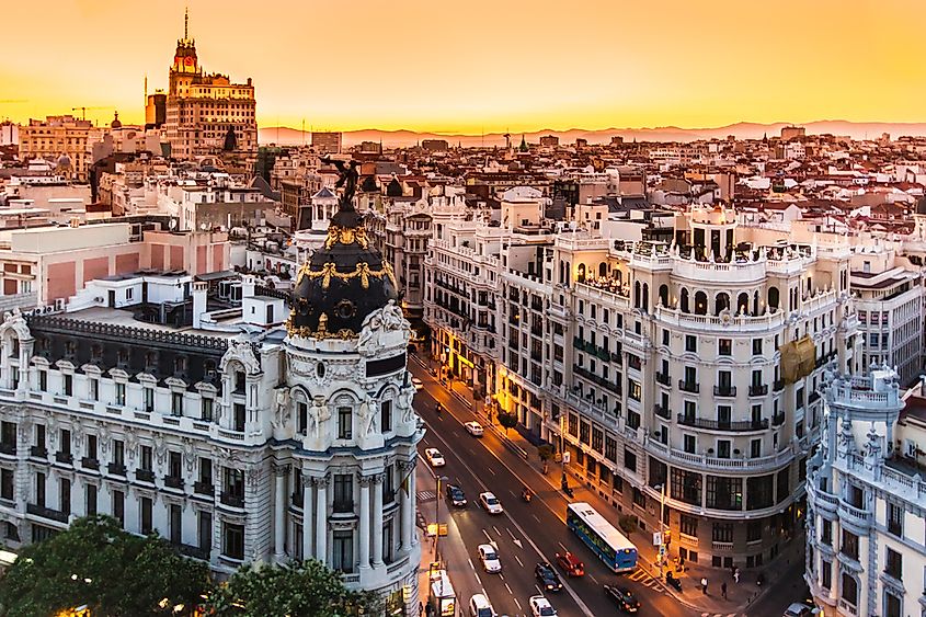 One of the main shopping streets in Madrid, the capital of Spain.