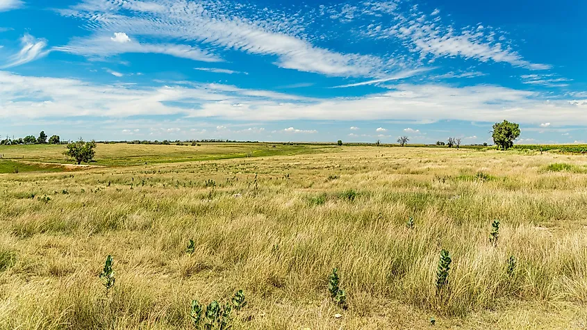 Prairie landscape along the Santa Fe Trail in Kansas.