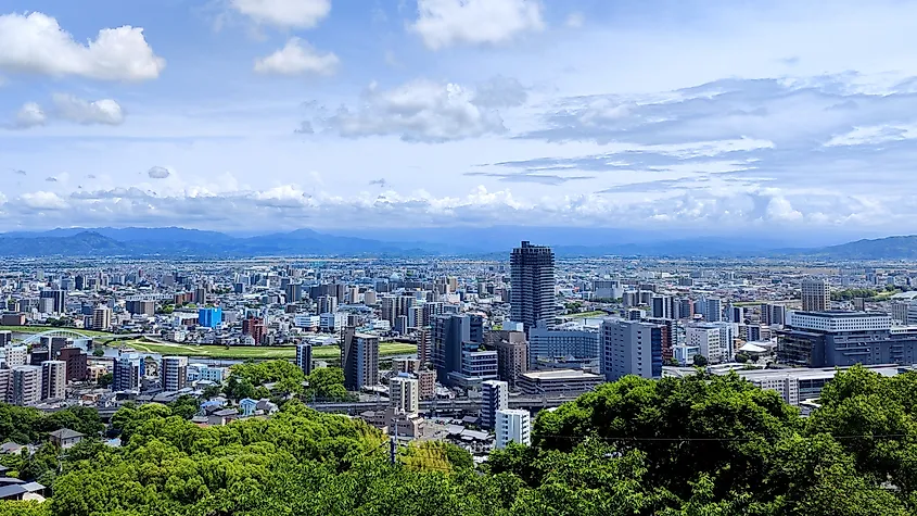 The city of Kumamoto on Kyushu, Japan.