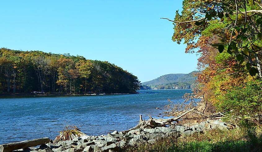 Deep Creek Lake, Maryland, on a bright fall day