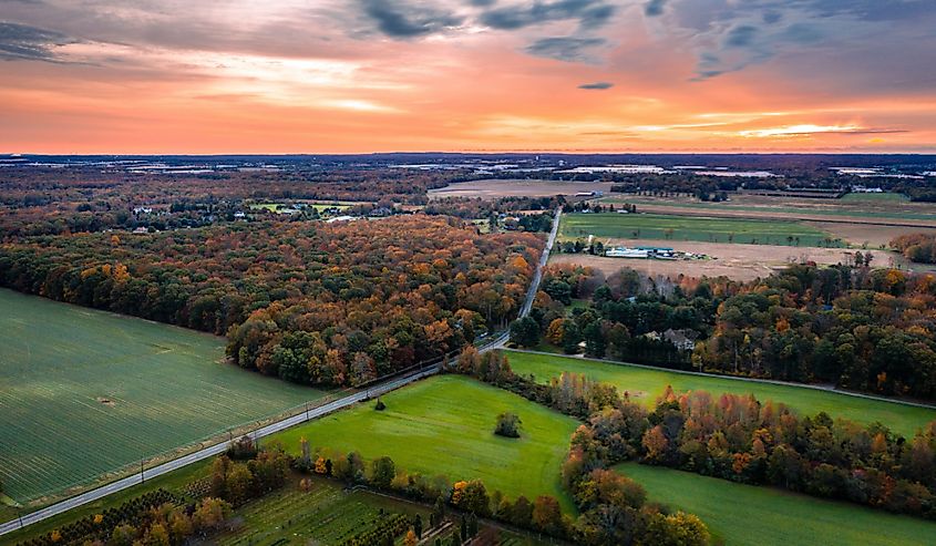 Drone Sunrise in Plainsboro Princeton New Jersey